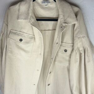 She + Sky Cream Lightweight Shirt Jacket